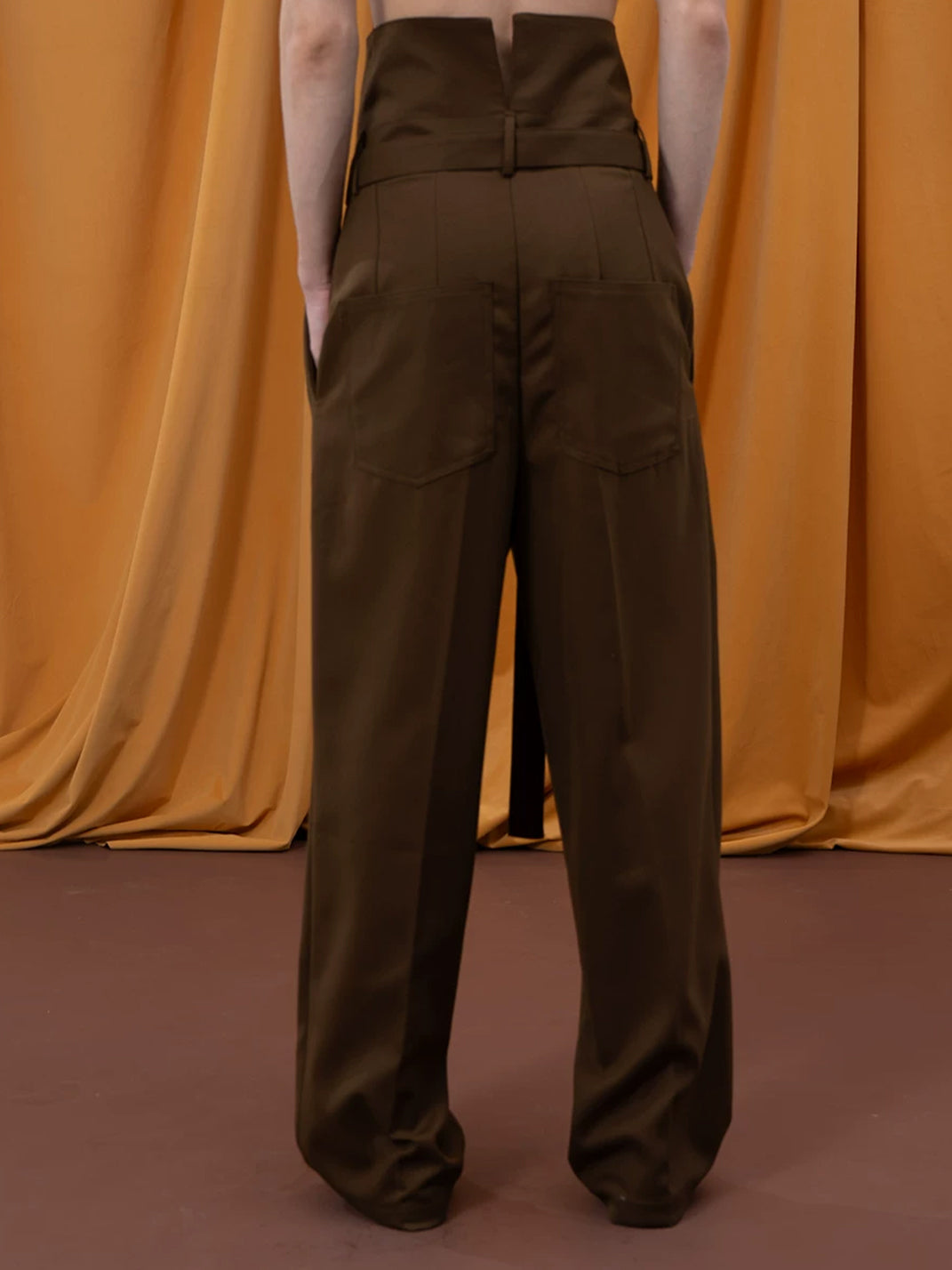 Foldover Waist Tie Belt Pleated Trousers - view 9