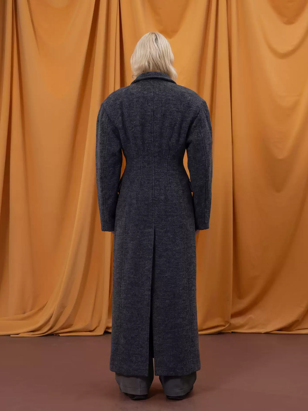 Textured Cocoon Button Front Long Coat - product view 8