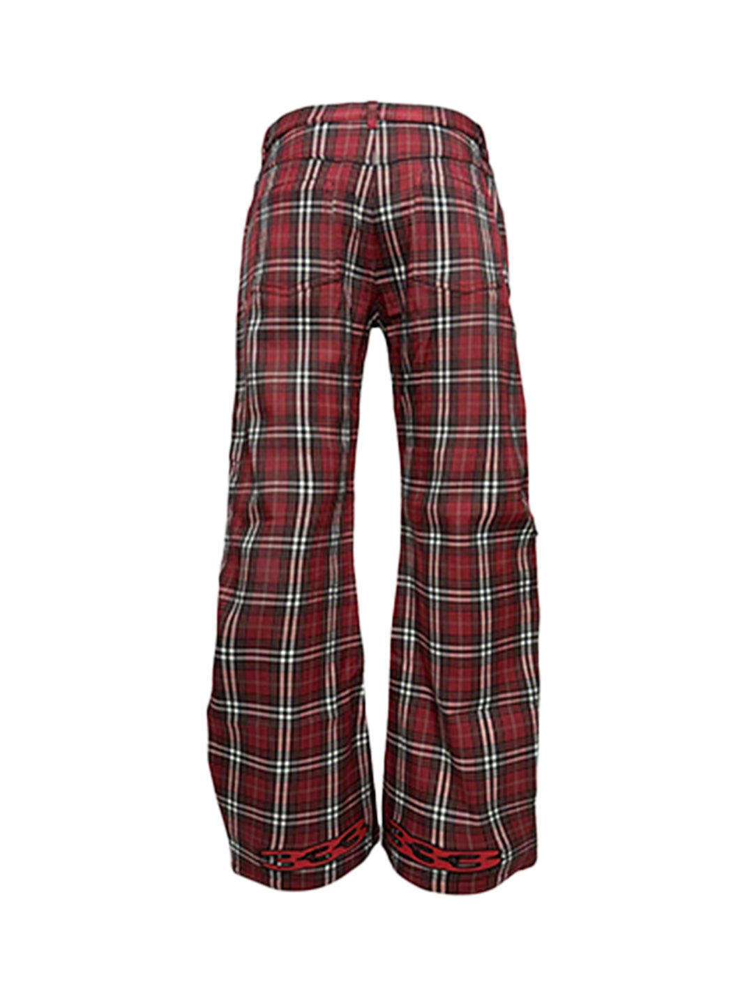 Knee Pleat Embroidered Plaid Wide Leg Trousers - product view 4