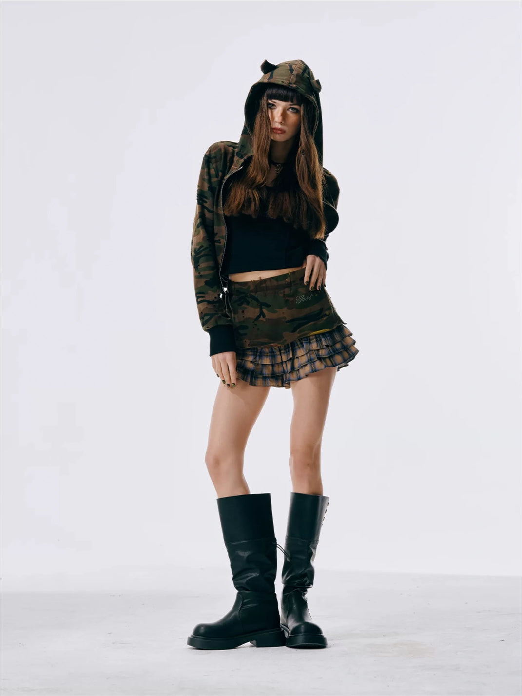 Horned-Hood Camo Zip Jacket - view 5