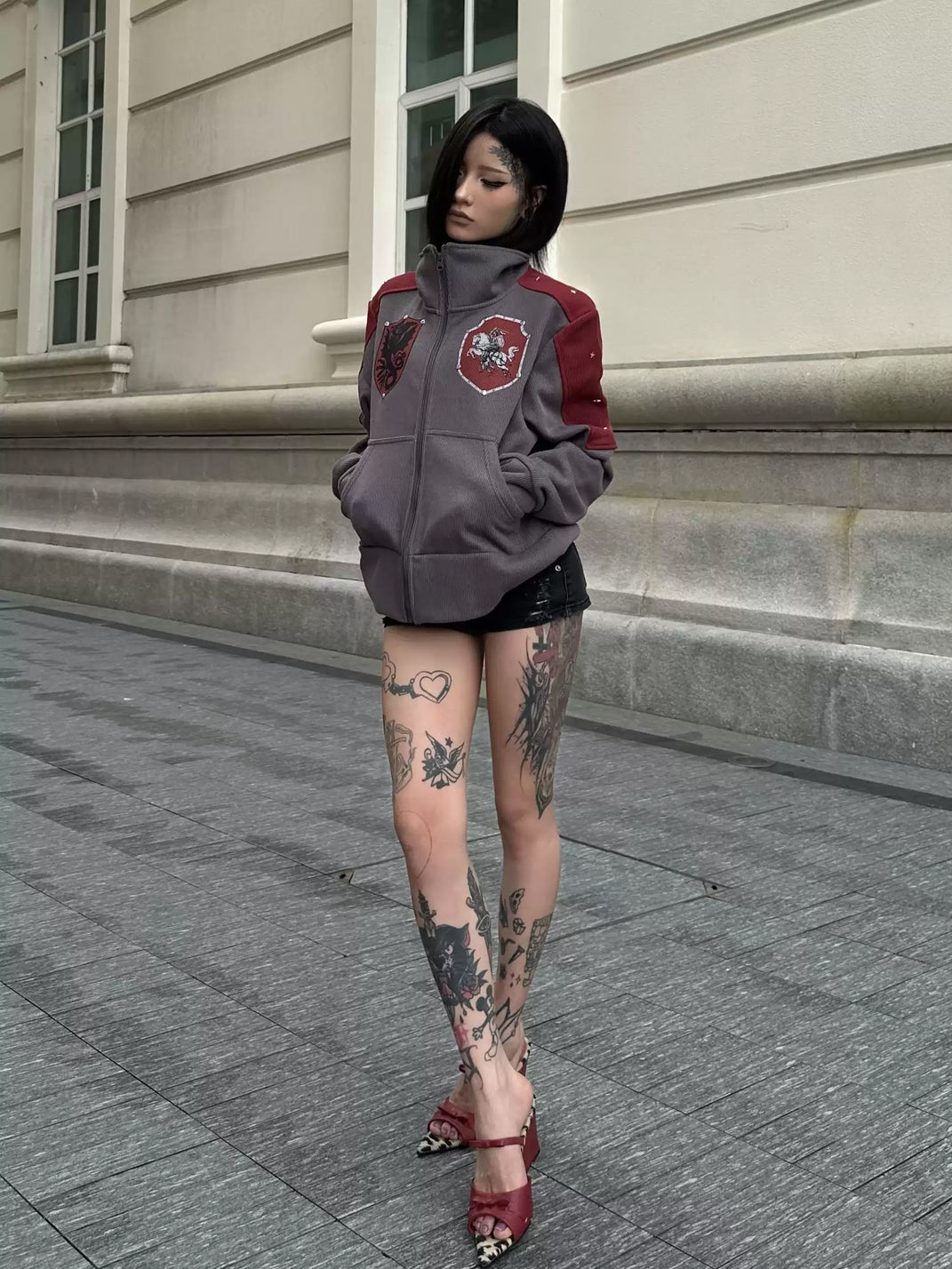 Shield Patch Contrast Panel Zip Jacket - view 5