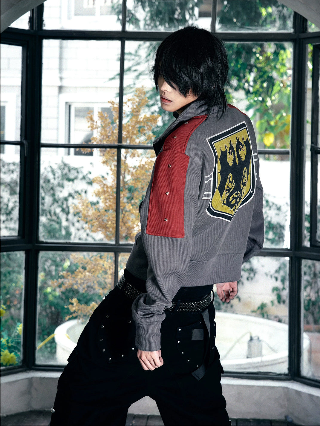 Shield Patch Contrast Panel Zip Jacket - view 9