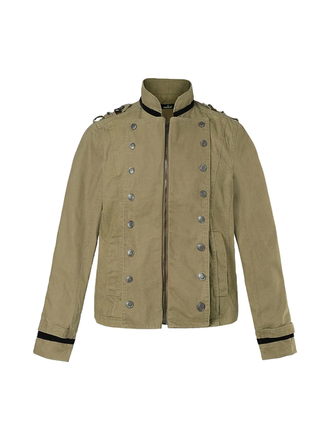 Contrast-Trim Double-Button Military Jacket - view 1
