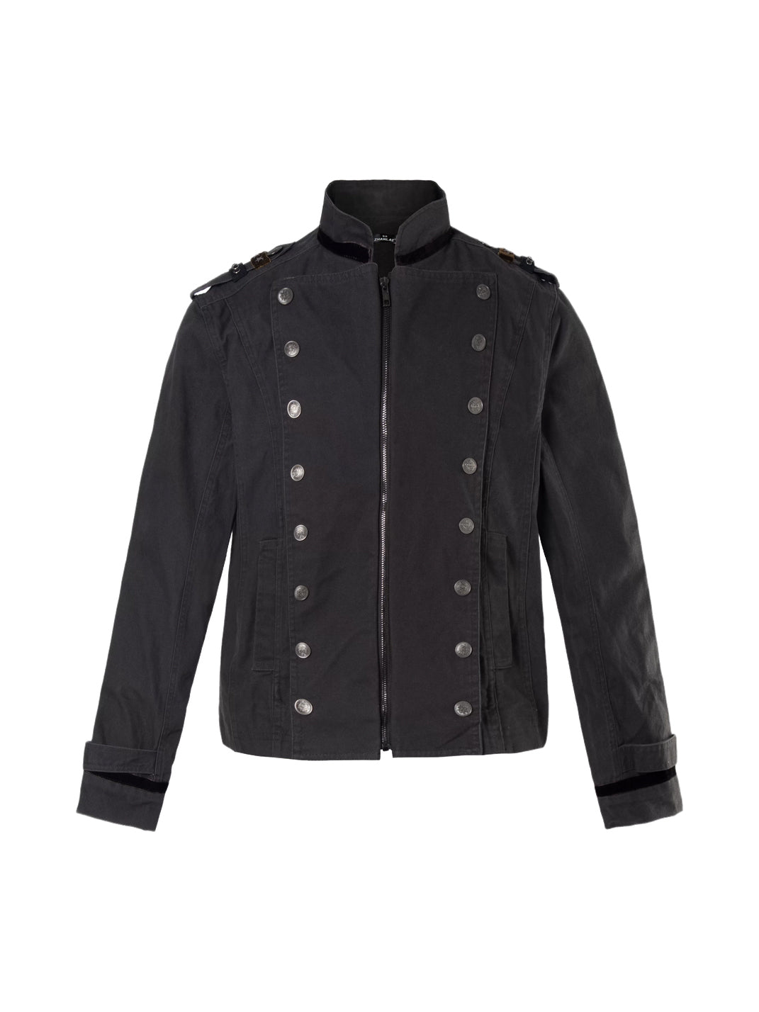Contrast-Trim Double-Button Military Jacket - view 8