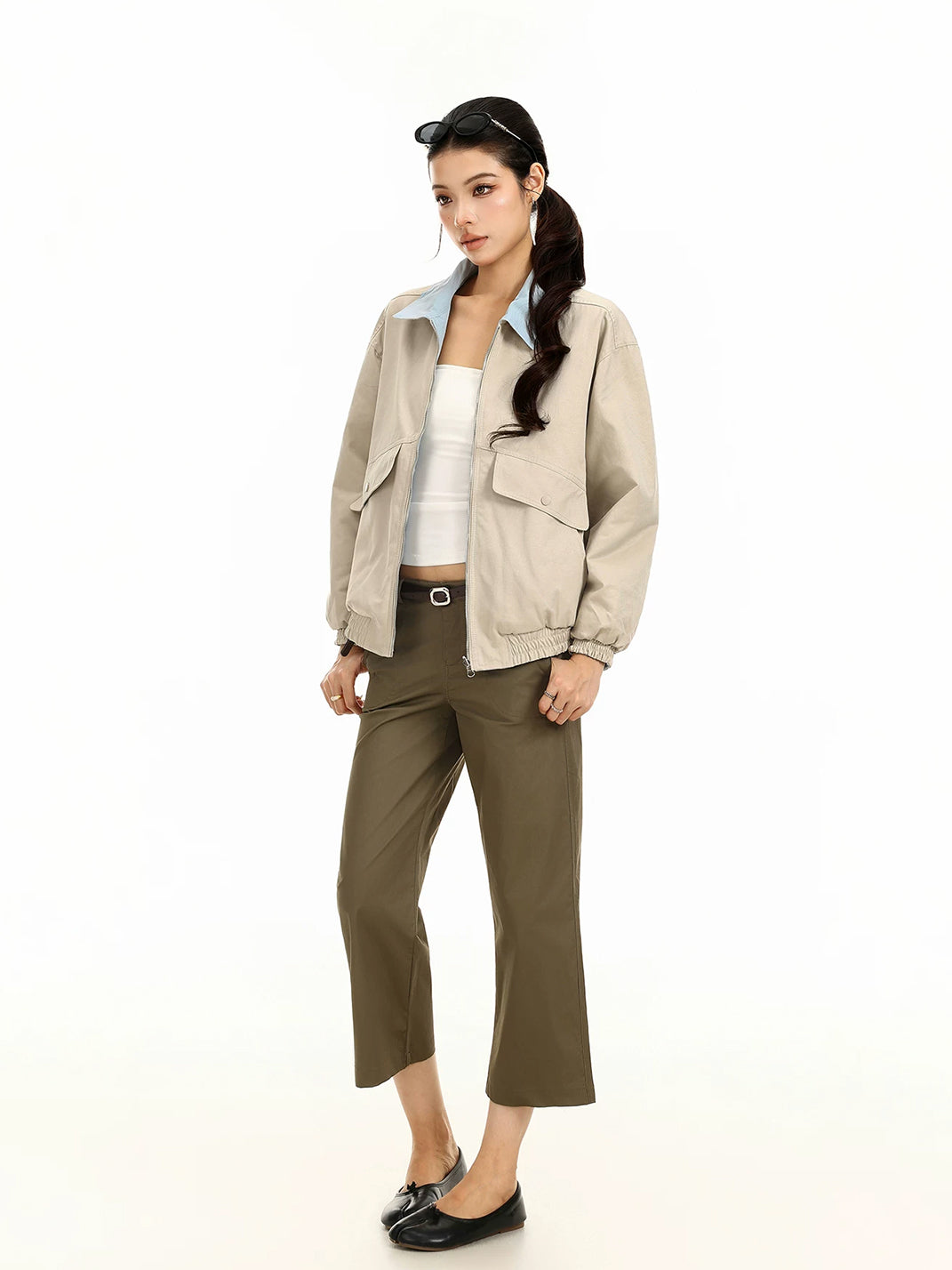 Contrast-Collar Utility Bomber Jacket - view 7