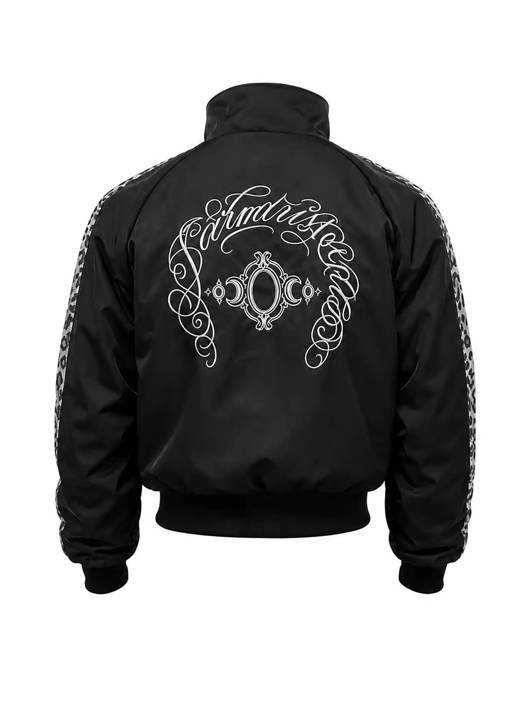 Ornate-Back Leopard-Stripe Zip Bomber - view 2