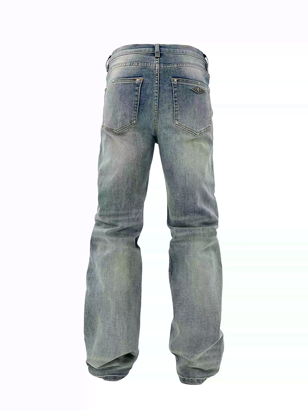 Washed Blue Stud Pocket Straight Jeans - product view 5