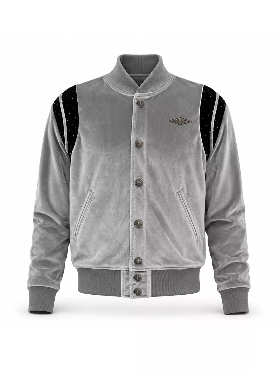 Contrast Shoulder Cotton Button Front Jacket - front view