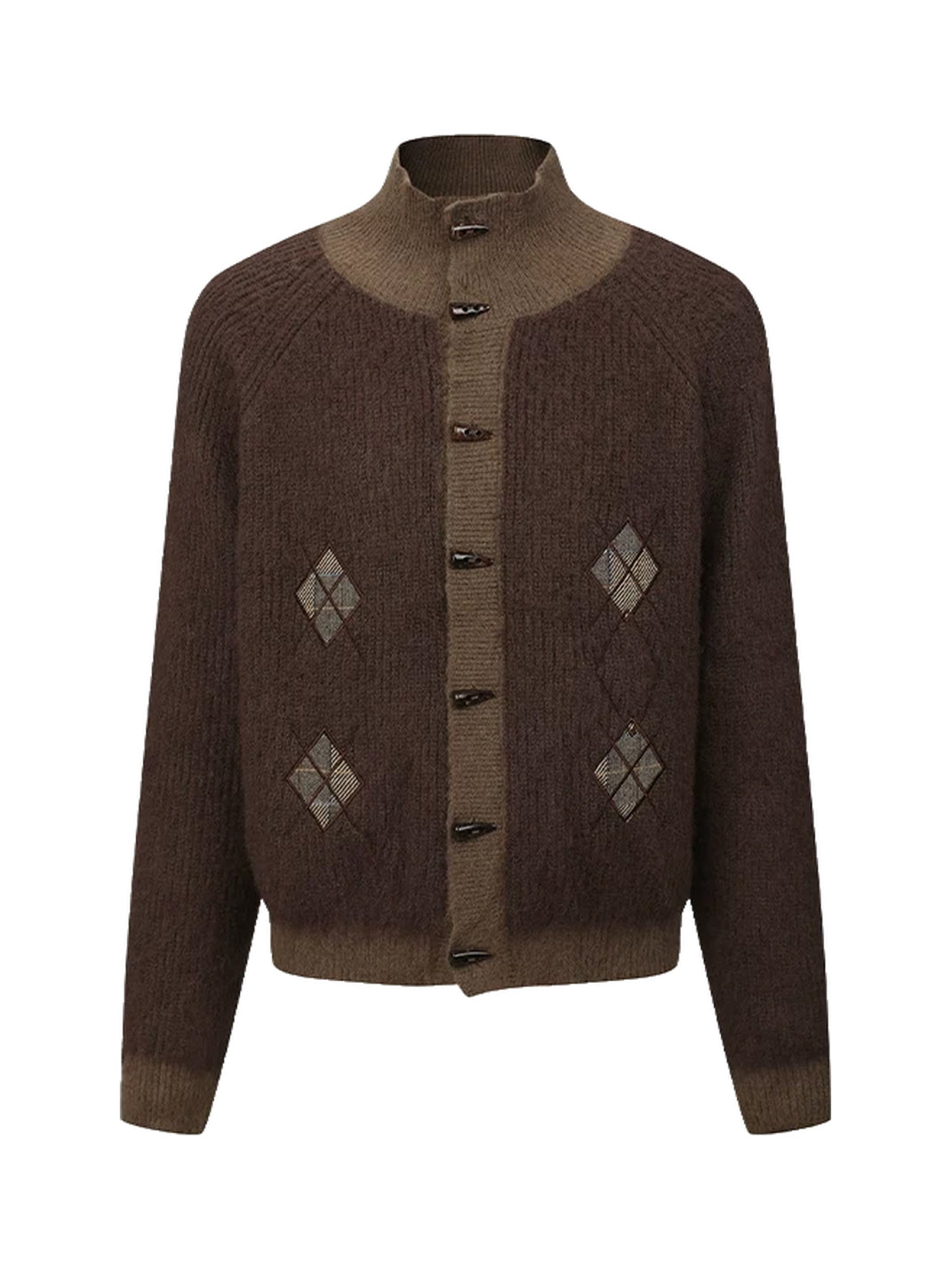 Argyle Accent Toggle Front Knit Jacket - product view 1