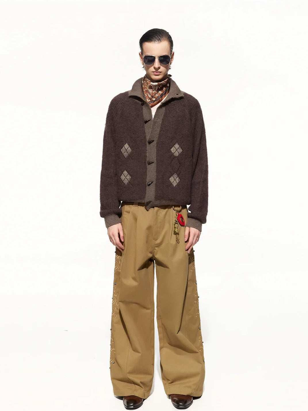 Argyle Accent Toggle Front Knit Jacket - product view 4