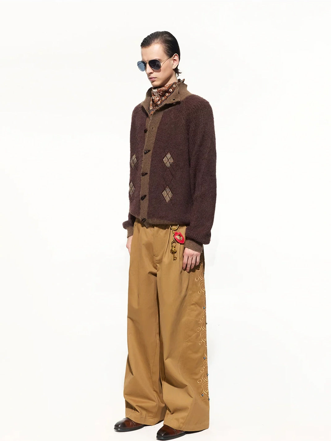 Argyle Accent Toggle Front Knit Jacket - product view 5