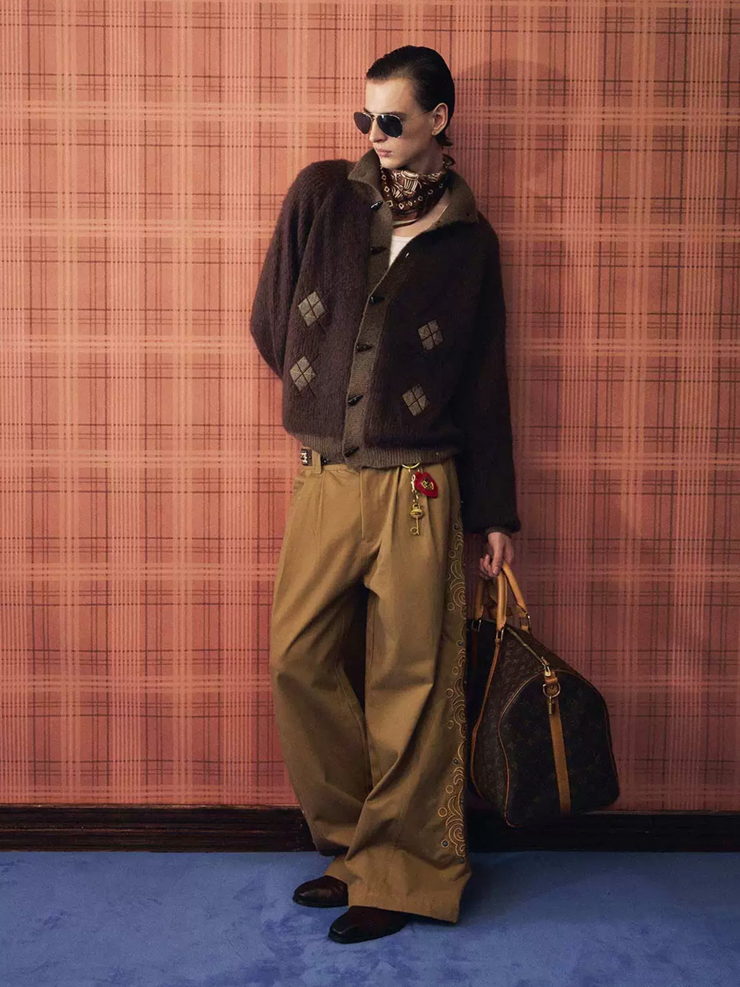 Argyle Accent Toggle Front Knit Jacket - product view 7