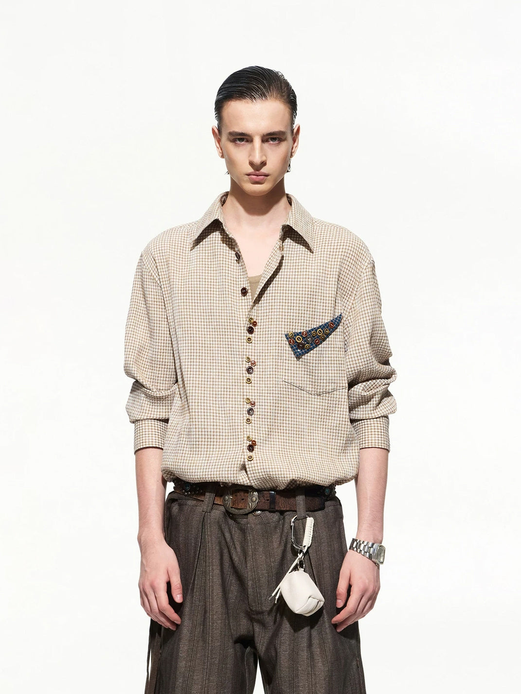Fine Check Drop Shoulder Pocket Shirt - view 2