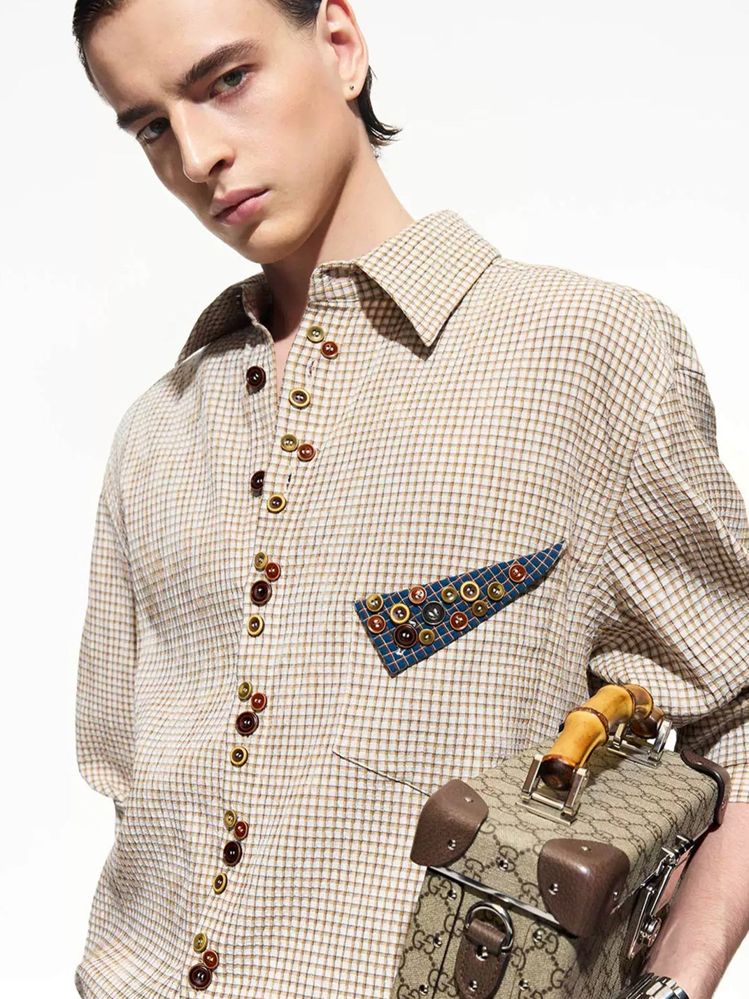 Fine Check Drop Shoulder Pocket Shirt - view 3