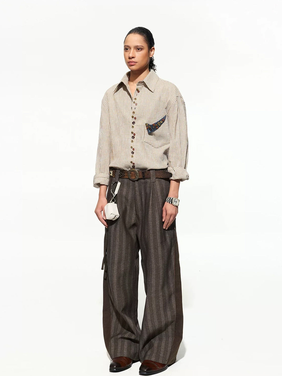 Fine Check Drop Shoulder Pocket Shirt - view 4