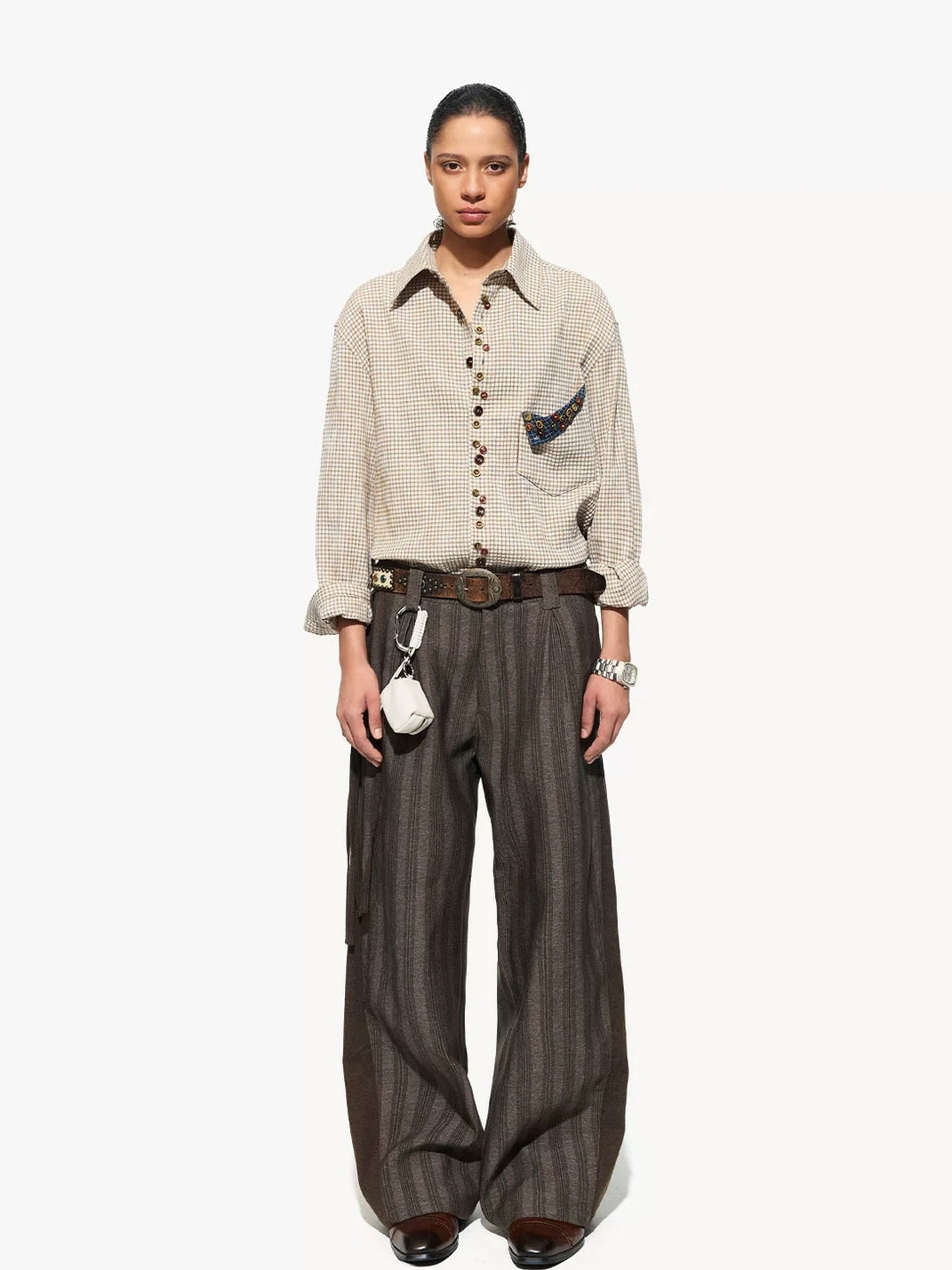 Fine Check Drop Shoulder Pocket Shirt - view 6