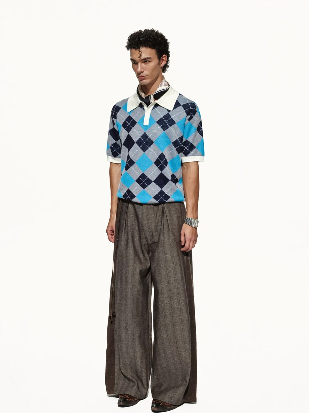 Diamond Knit Contrast Trim Short Sleeve Polo - product view 7
