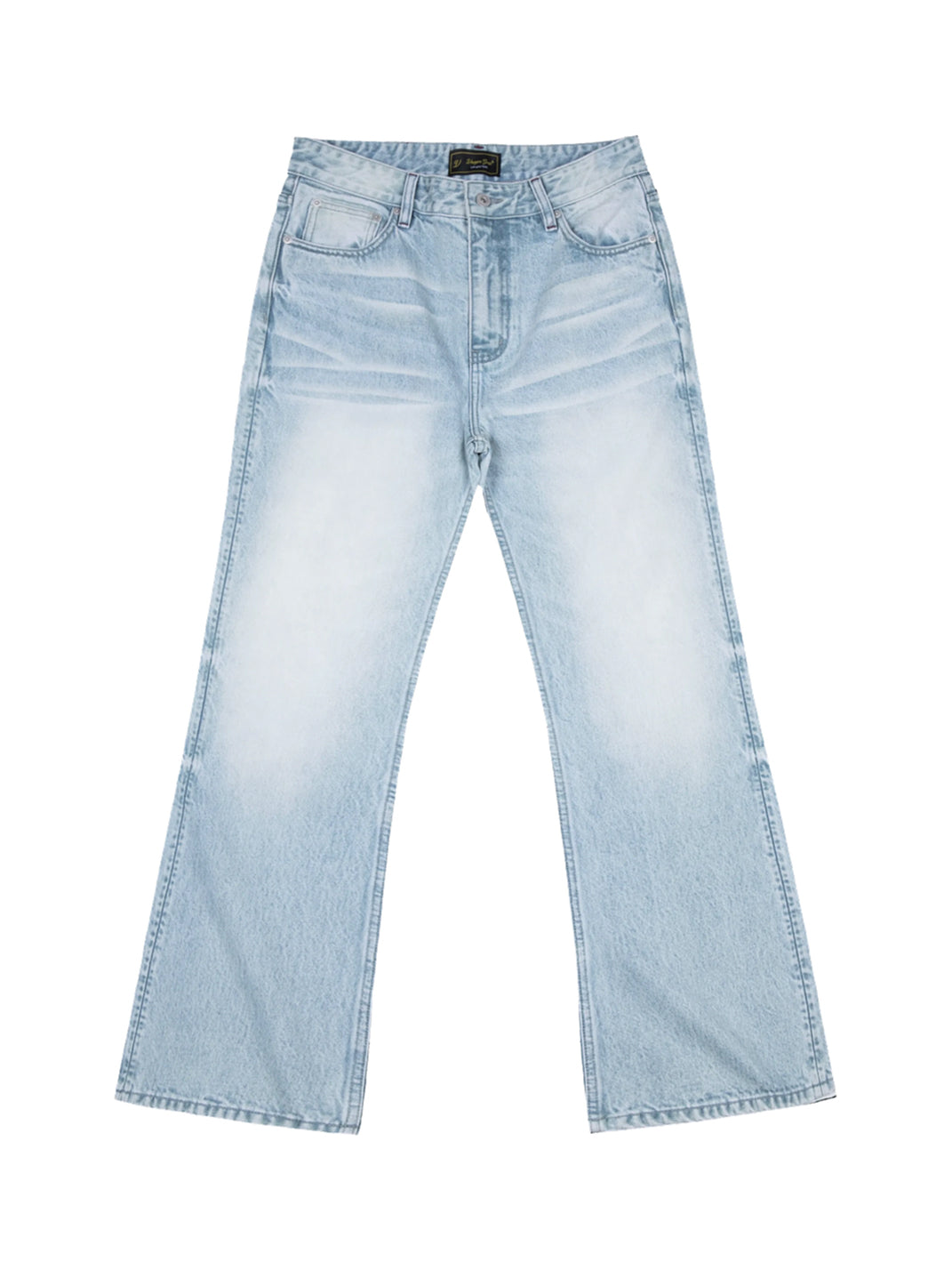 Whisker Wash Relaxed Micro Flare Jeans - product view 1