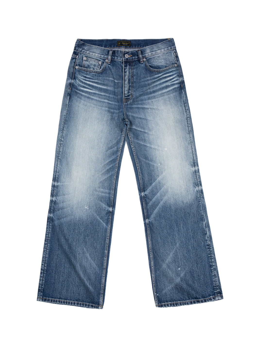 Whisker Wash Relaxed Micro Flare Jeans - product view 4