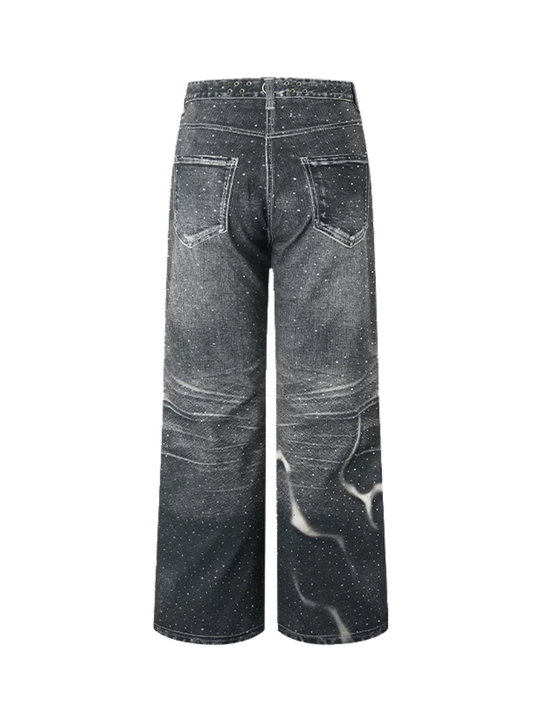 Rhinestone Skull Lightning Print Flare Jeans - product view 8