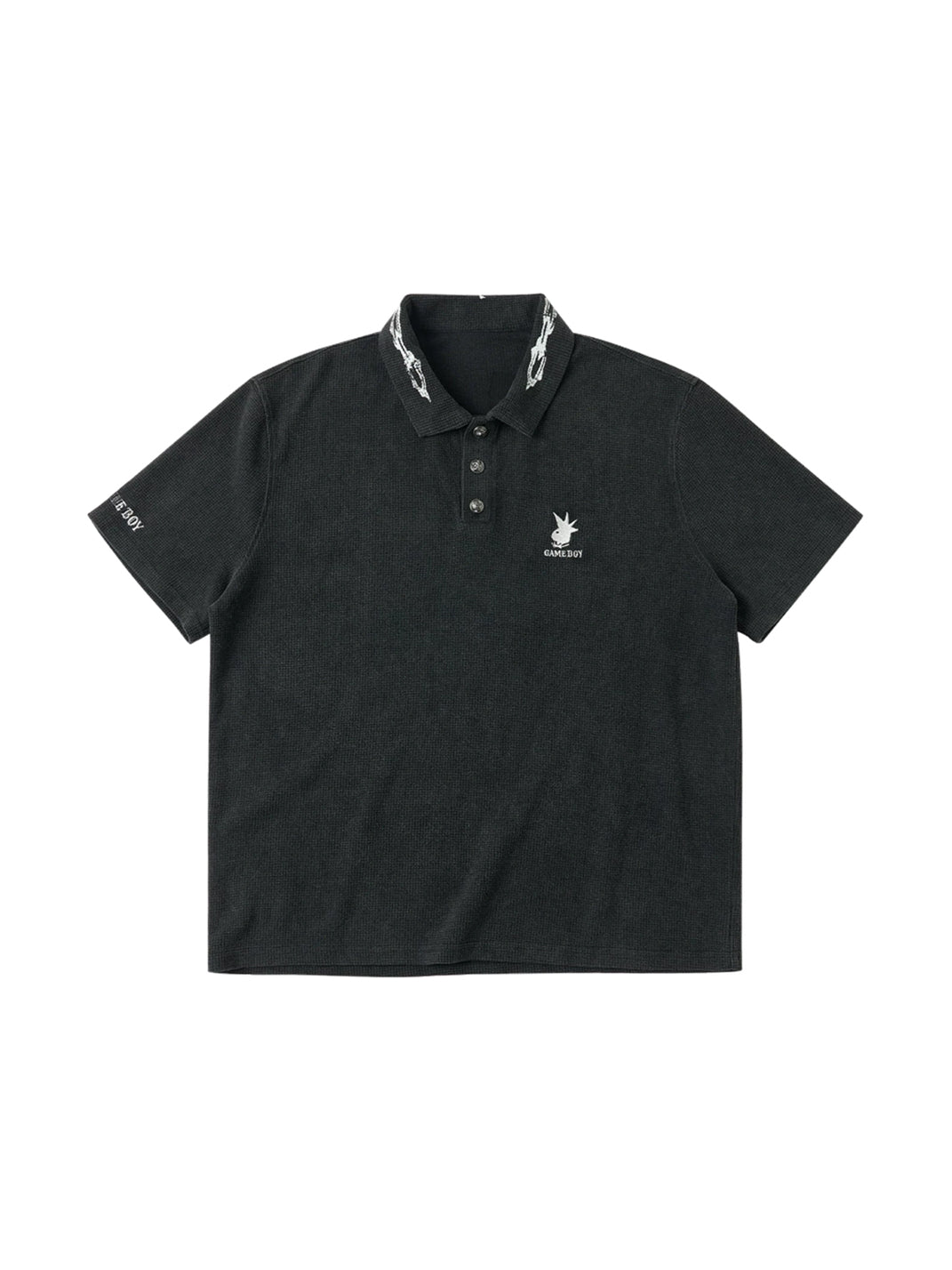 Black Waffle Embroidered Back Patch Polo - view 1