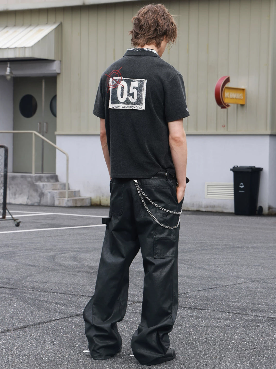 Black Waffle Embroidered Back Patch Polo - view 7