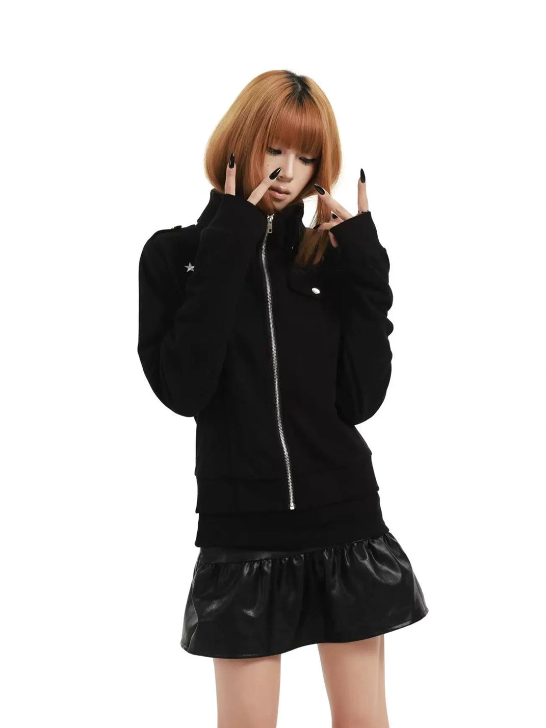 Star-Embroidered Thumbhole Zip Jacket - view 2