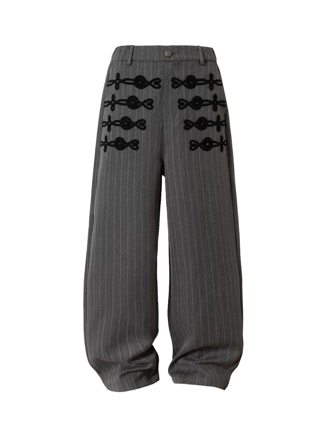 Braided Front Herringbone Wide Leg Trousers - view 1