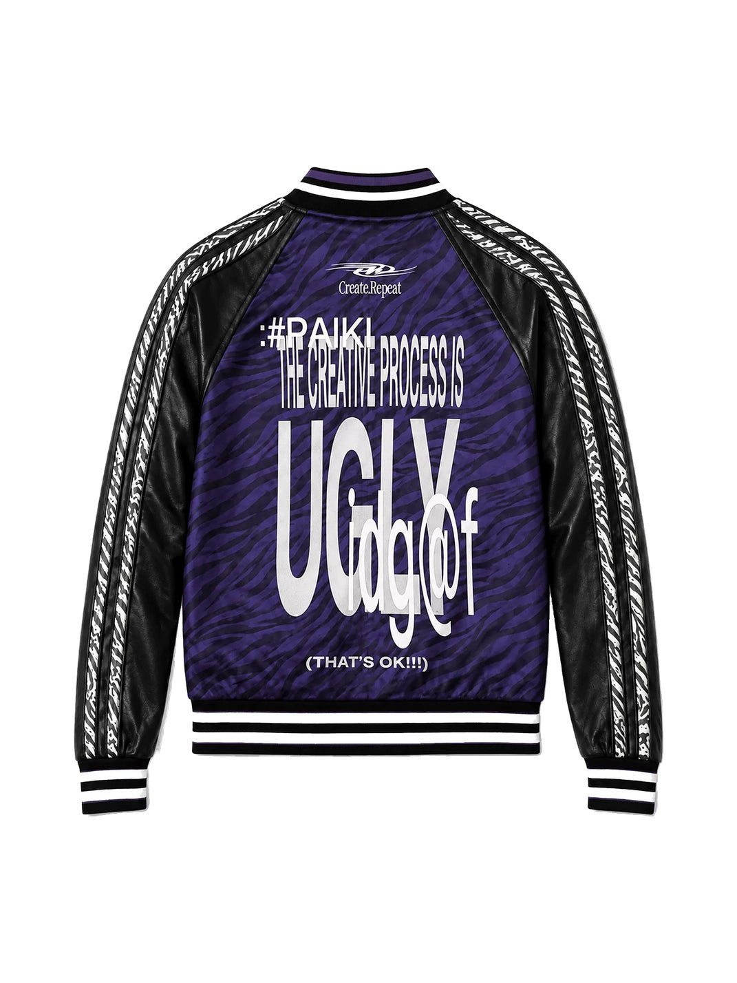Violet Zebra Contrast-Sleeve Varsity Jacket - view 11