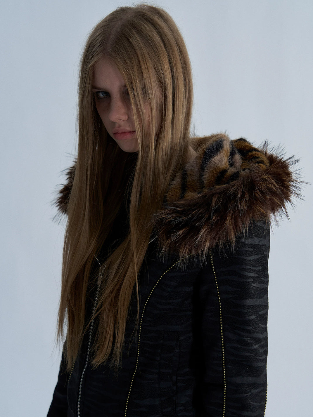 Shadow Stripe Plush-Hood Zip Jacket - view 6