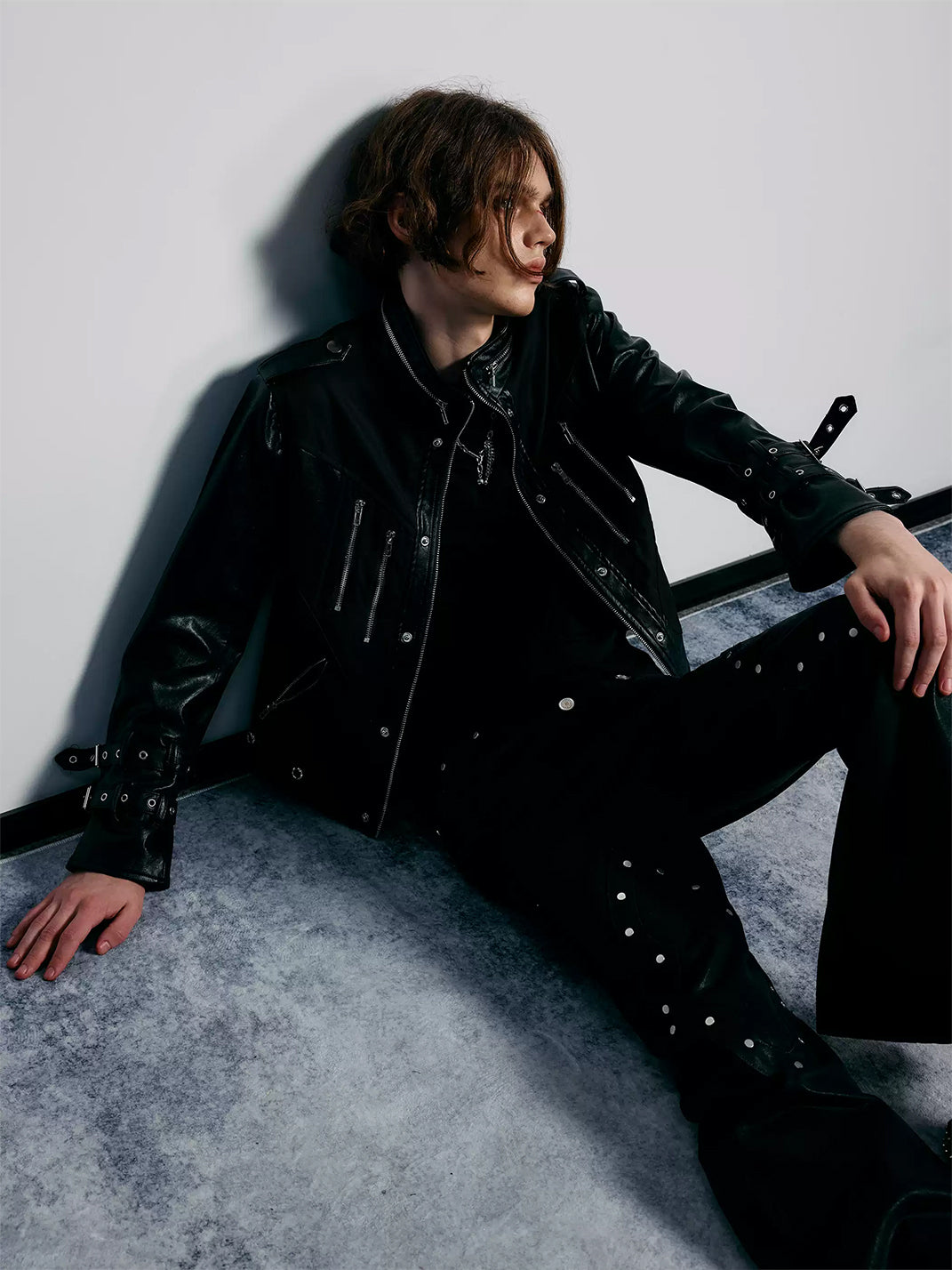 Buckle-Cuff Multi-Zip Faux-Leather Jacket - view 8