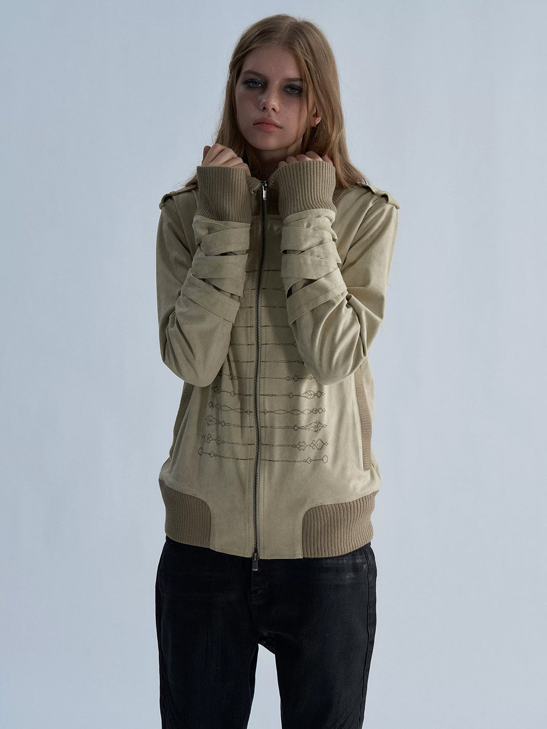 Clockwork Lace-Sleeve Fitted Jacket - view 6