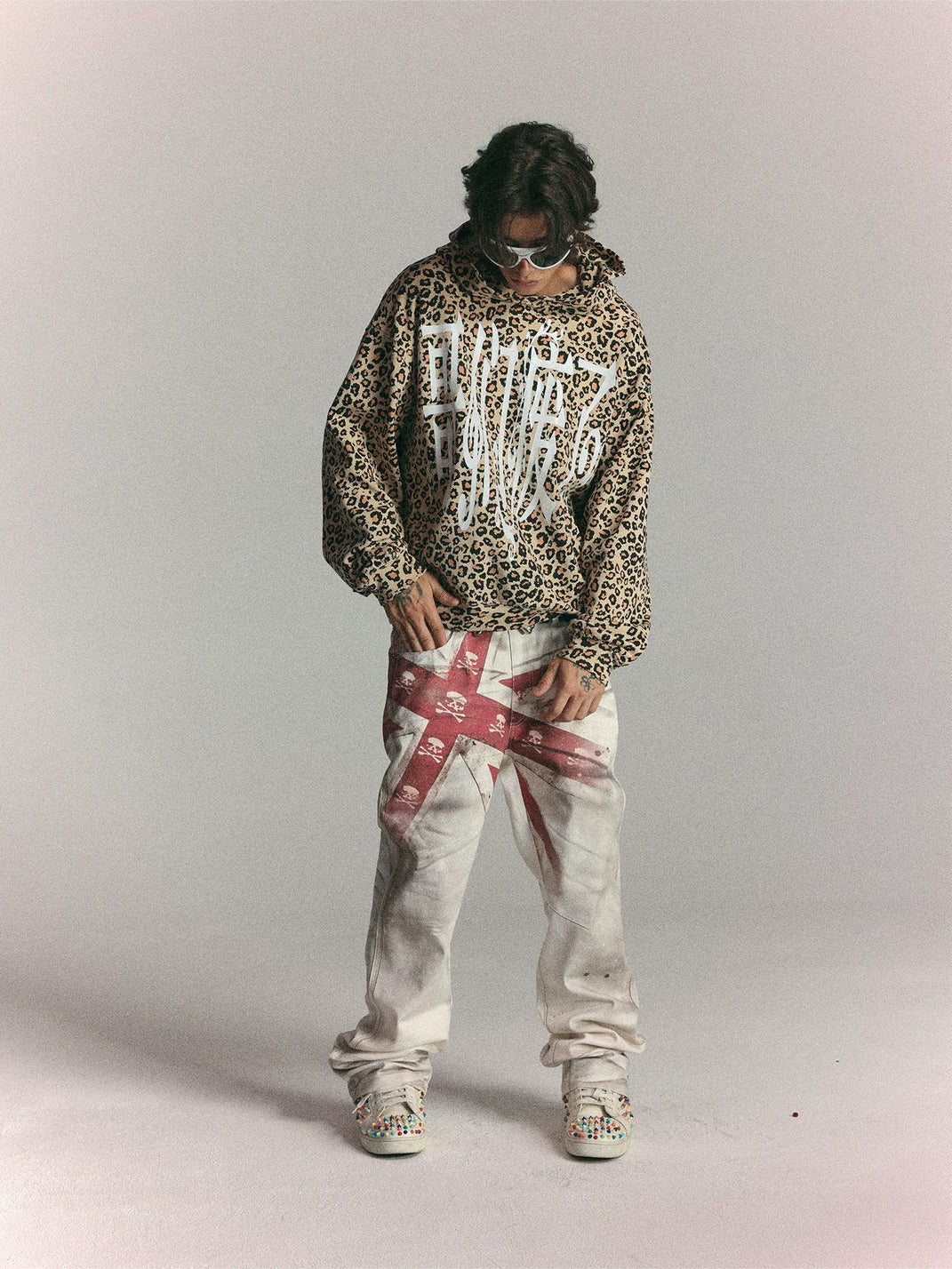 Distressed Flag Print Straight Leg Jeans - view 7