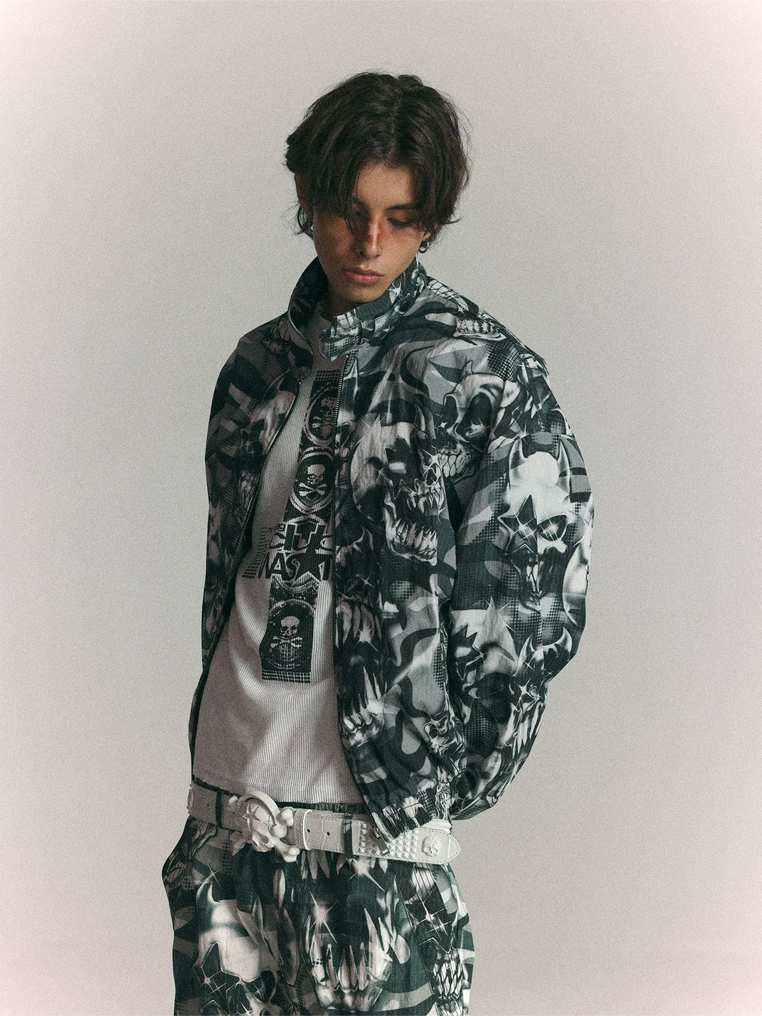 Skull Camouflage Cropped Racing Zip Jacket - product view 4