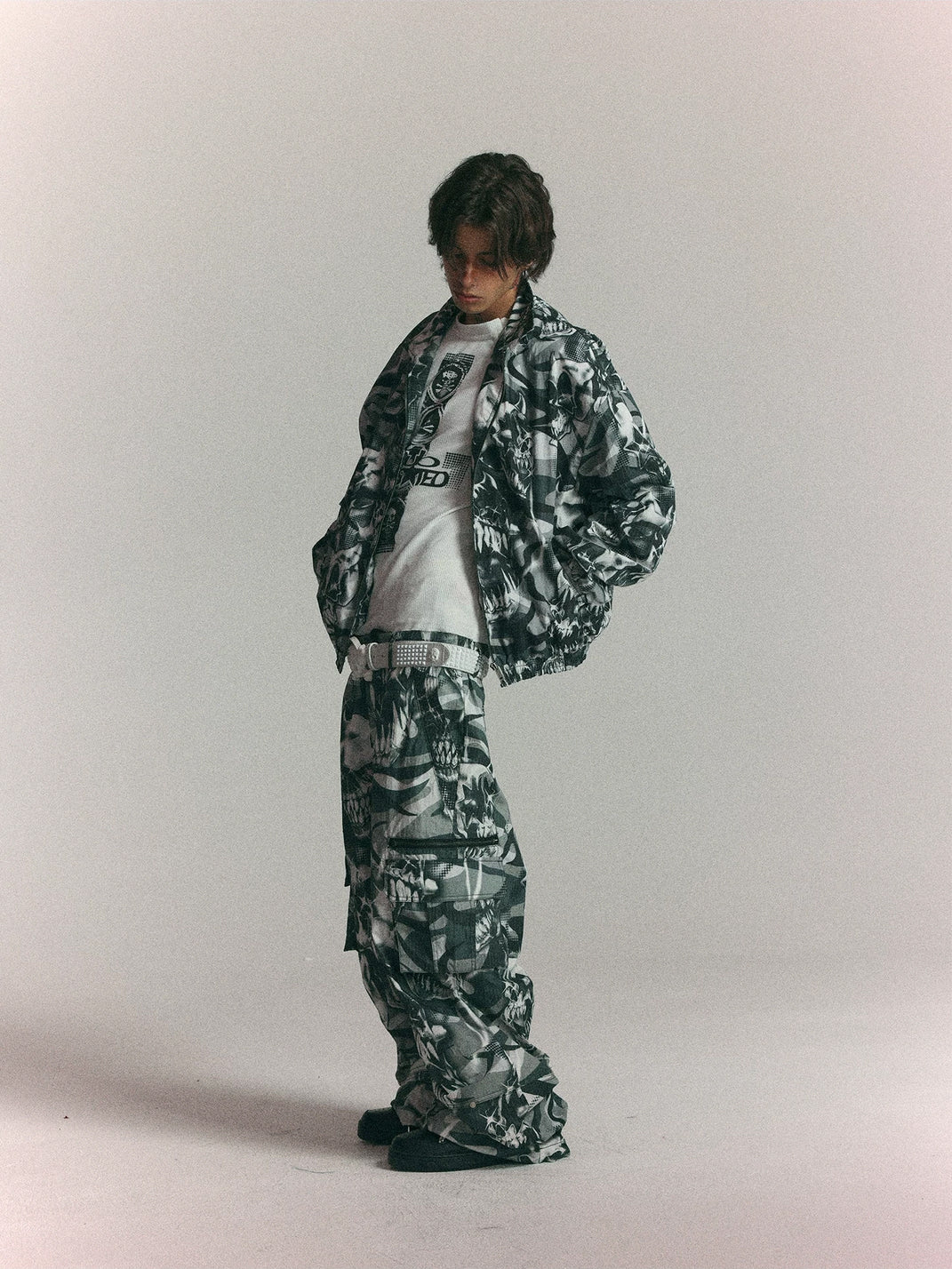 Skull Camouflage Cropped Racing Zip Jacket - product view 7