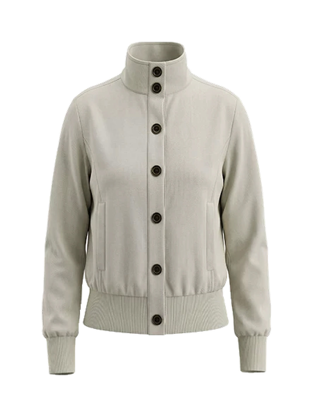Cotton Button Front Stand Collar Jacket - front view