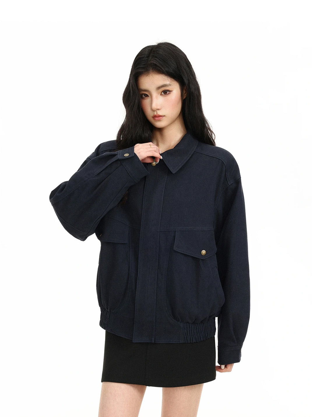 Faux Suede Collared Utility Pocket Jacket - product view 10