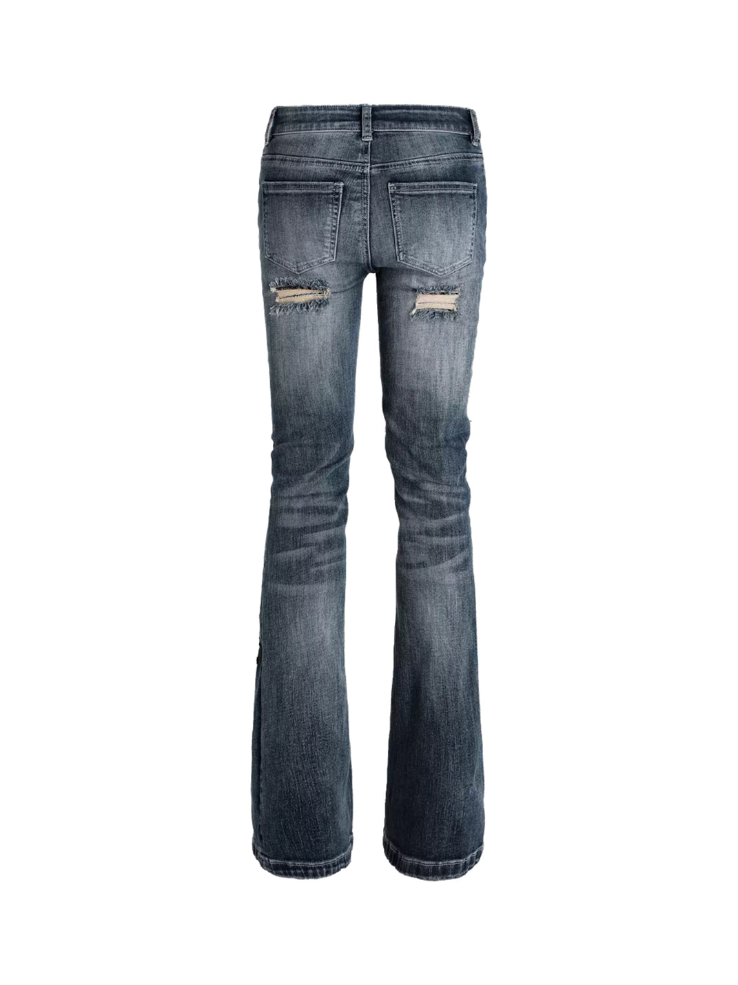 Spike Trim Distressed Blue Flare Jeans - view 8