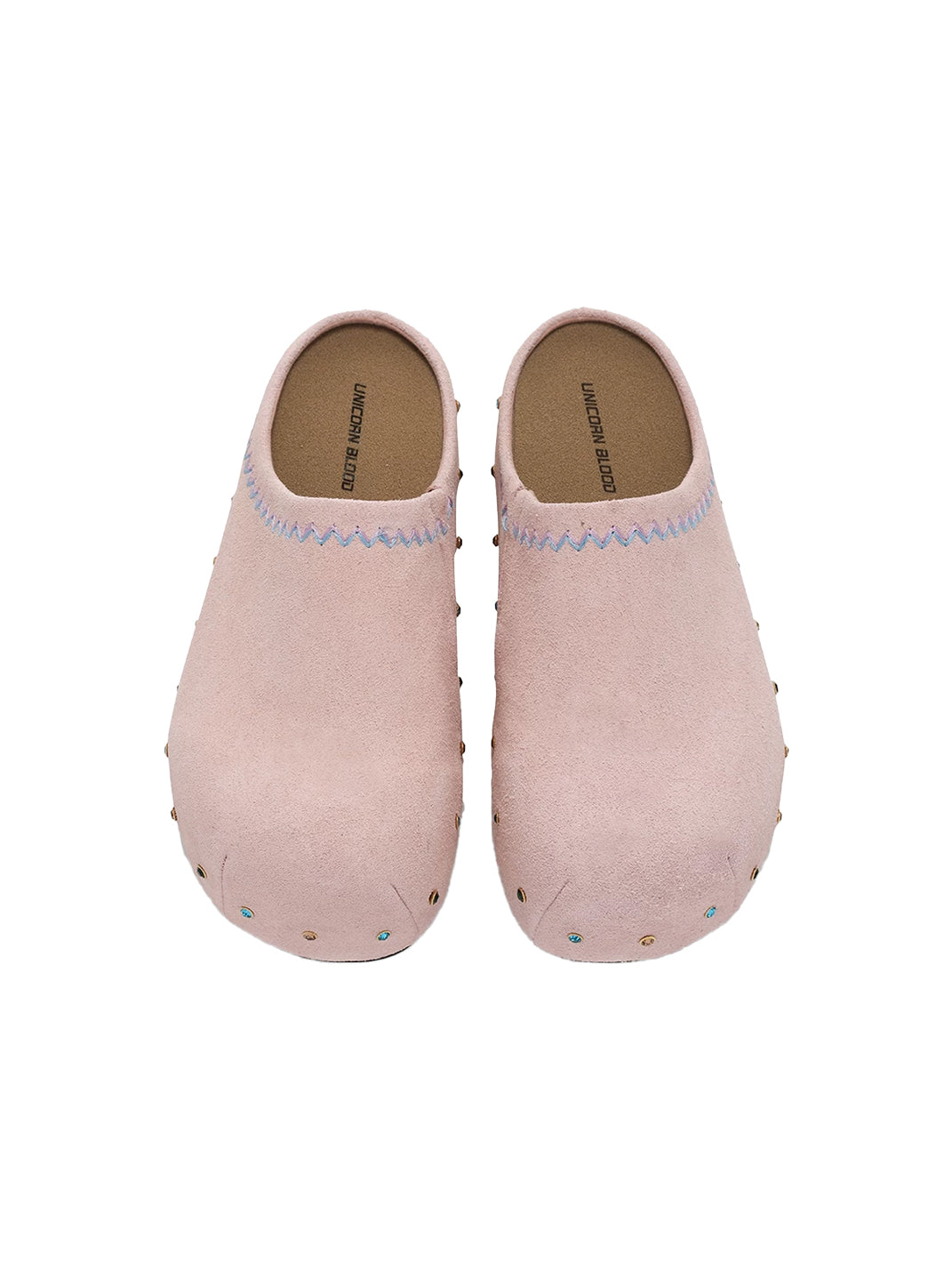 Rhinestone Trim Suede Platform Clogs - 10