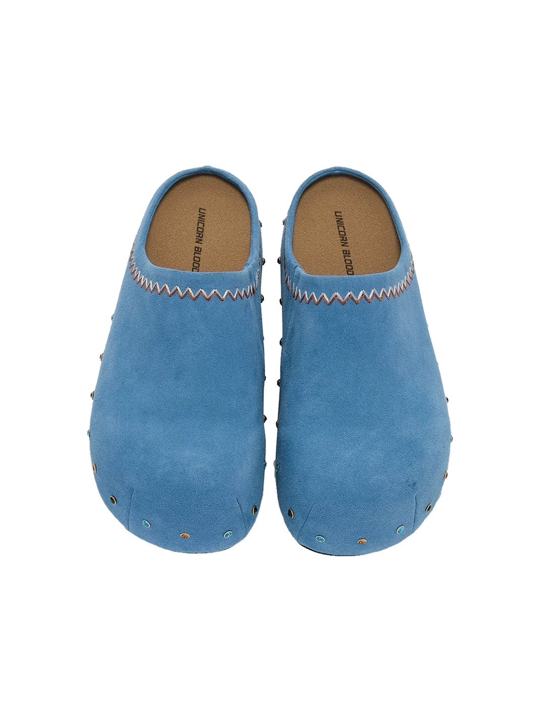 Rhinestone Trim Suede Platform Clogs - 13