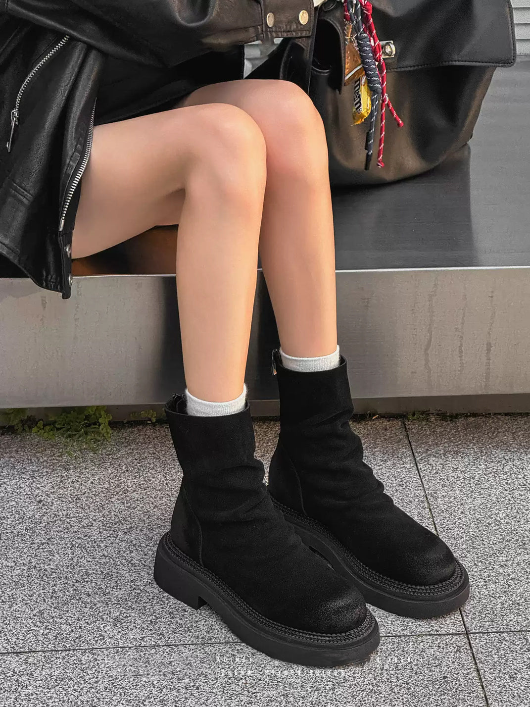 Slouch Shaft Nubuck Platform Ankle Boots - 3