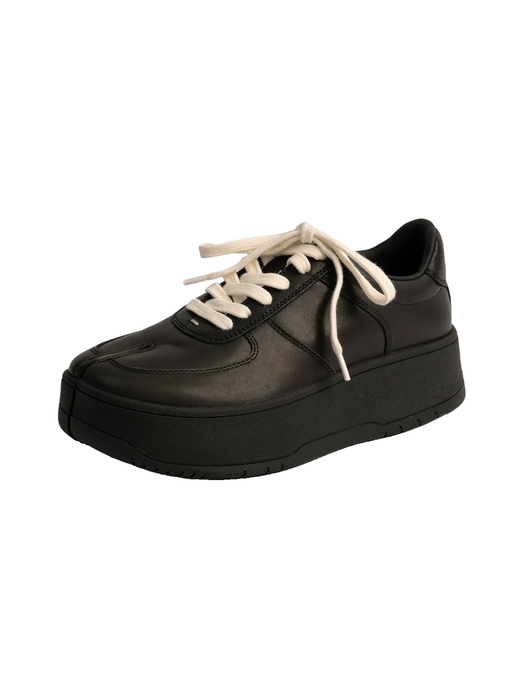 Split Toe Leather Platform Lace-Up Sneakers - 2
