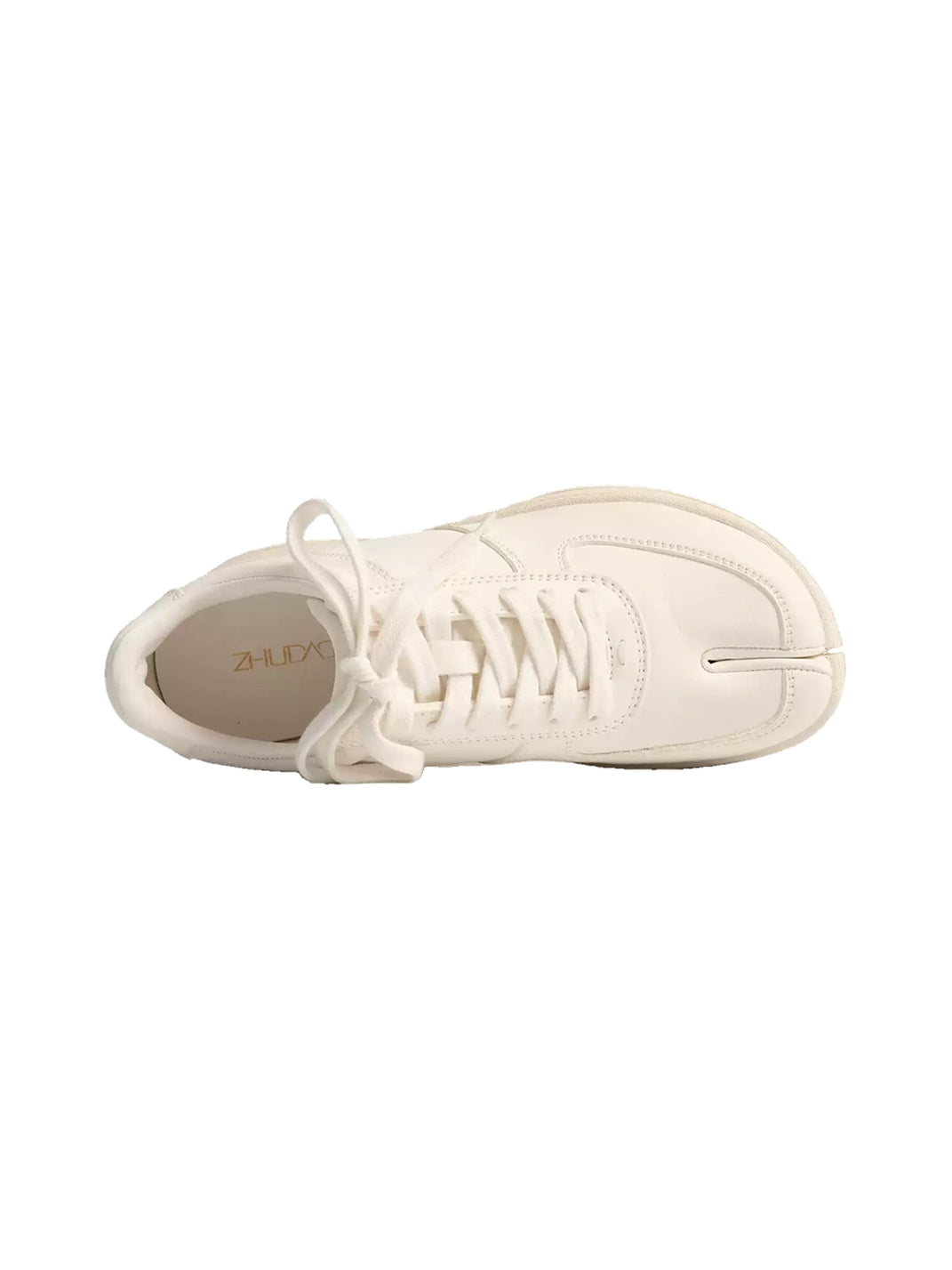 Split Toe Leather Platform Lace-Up Sneakers - 8