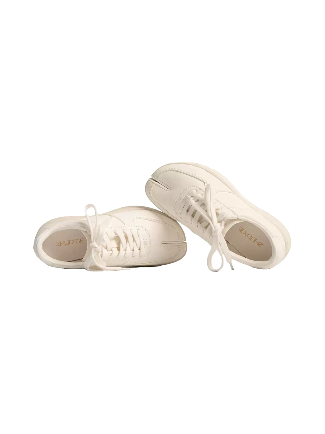 Split Toe Leather Platform Lace-Up Sneakers - 9