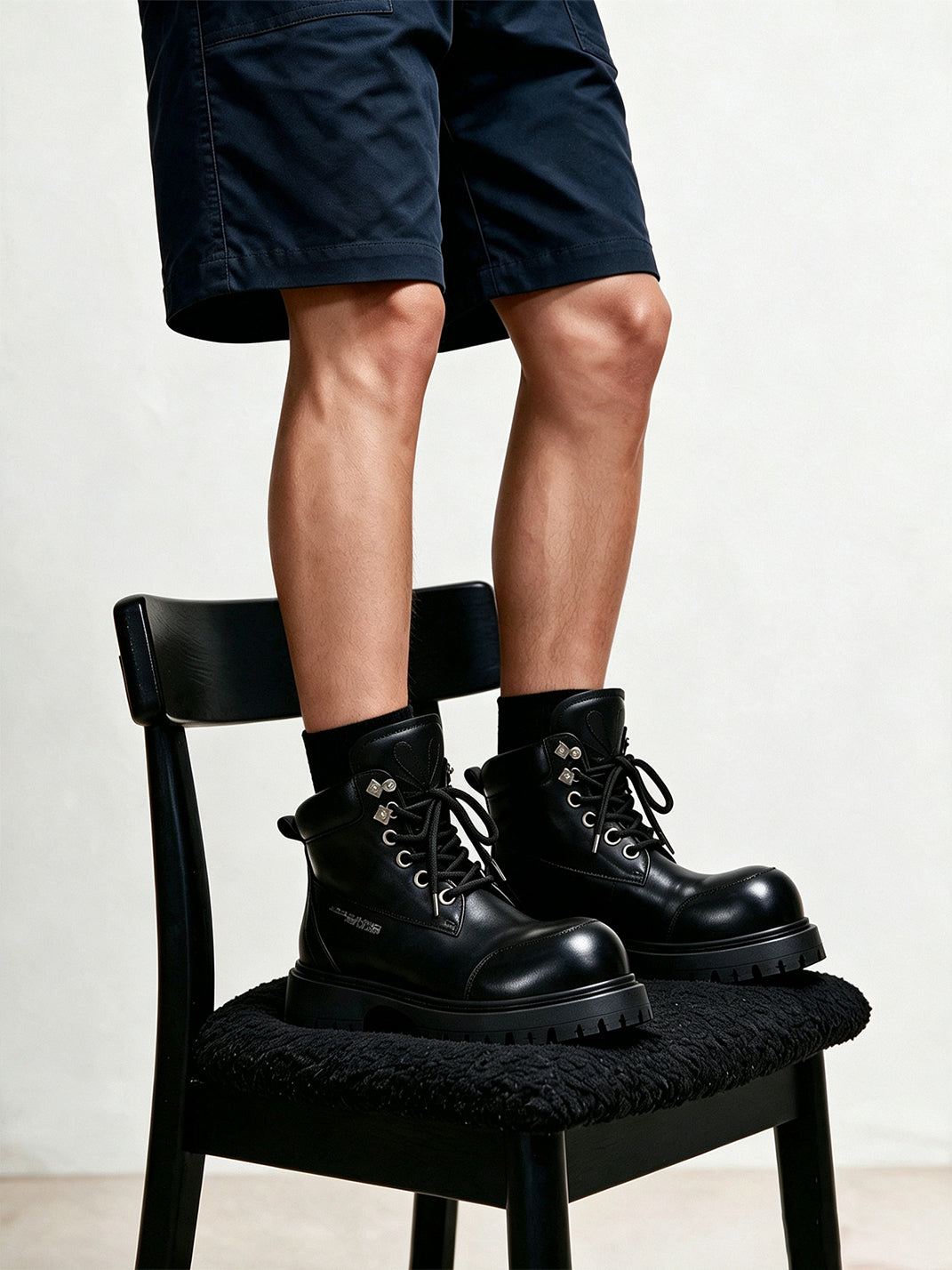 Floral Hardware Lug Sole Leather Boots - 2
