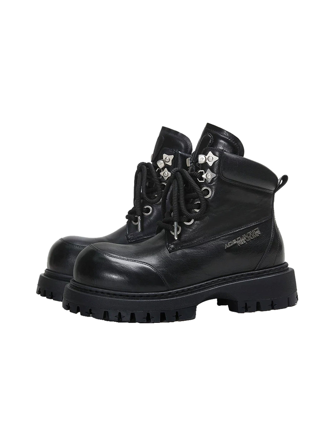 Floral Hardware Lug Sole Leather Boots - 3