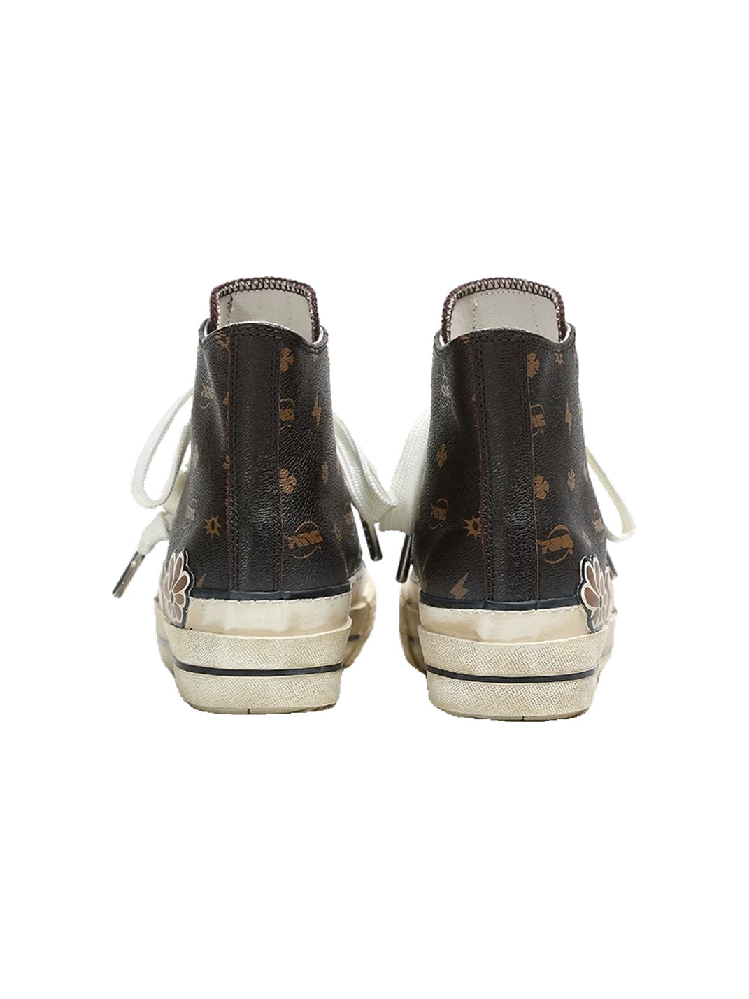 Floral Leather High-Top Platform Sneakers - 6