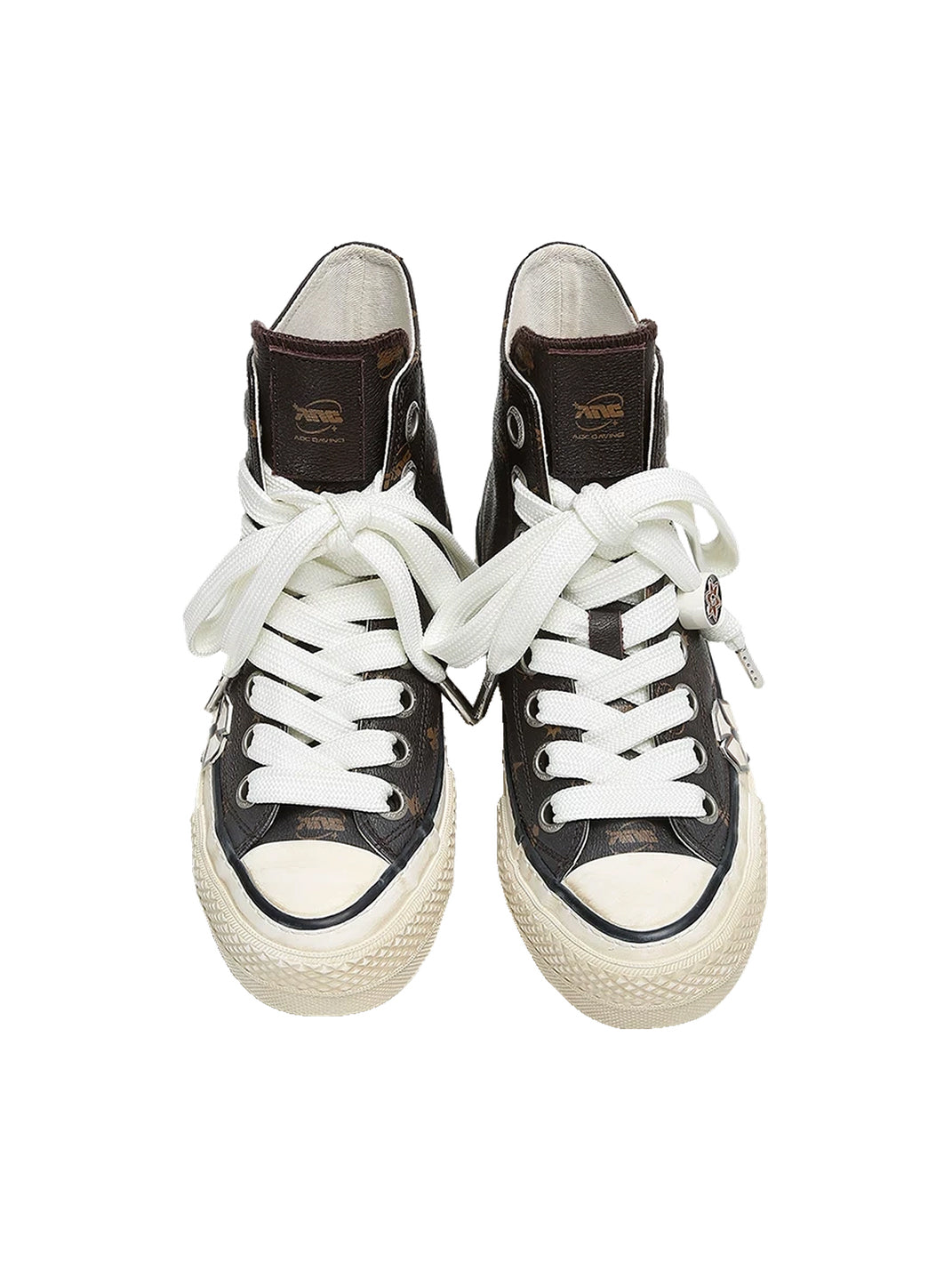 Floral Leather High-Top Platform Sneakers - 7