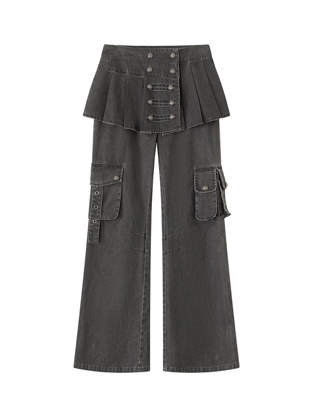 Pleated Overlay Cotton Cargo Trousers - product view 7