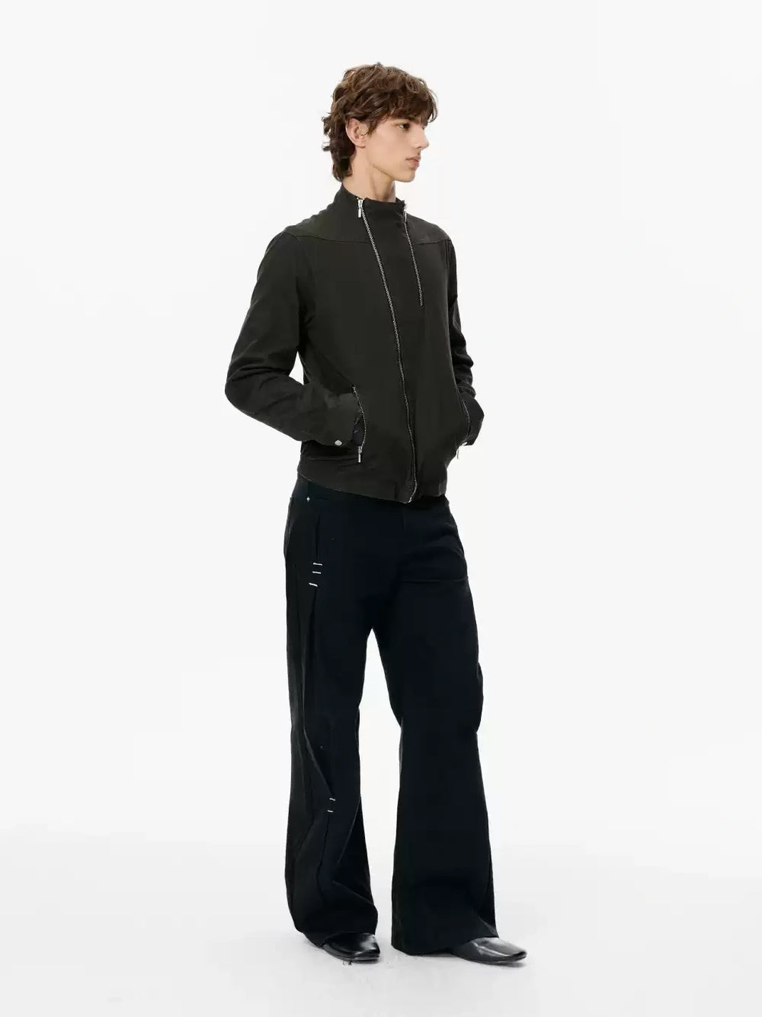 Side Pleat Bar Tack Flared Jeans - view 6